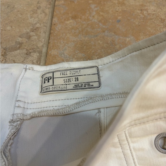 Free People Women's Lace-Up Cream Shorts - Picture 2 of 5